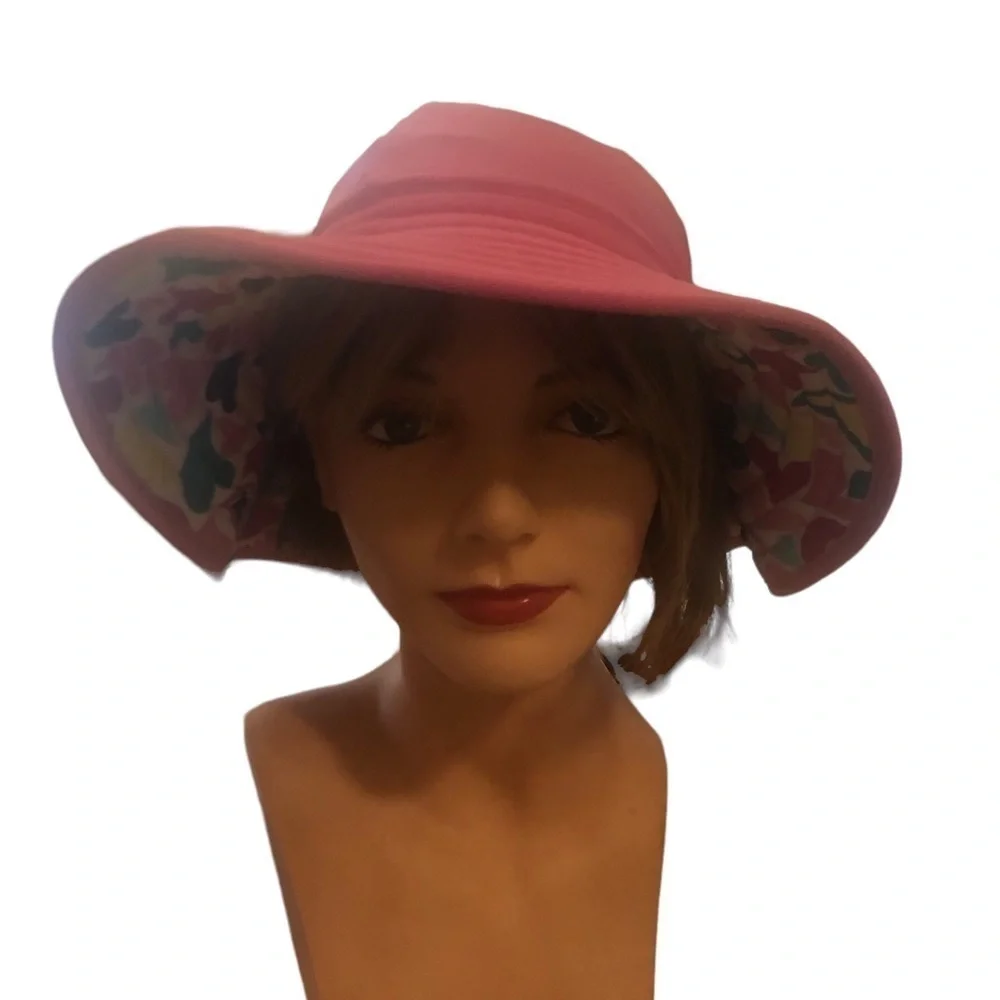 Hanna Andersson Reversible Floppy Sun Hat Pink/Heart Colorful Print Size M